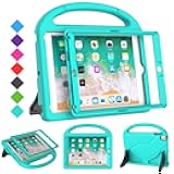 SUPLIK Kids Case for iPad 5th/6th Generation(9.7 inch, 2017/2018), iPad Air 2/1 & Pro 9.7 Kids Case with Screen Protector, Durable Protective Cover with Handle Stand for Apple iPad 5/6 Gen, Cyan