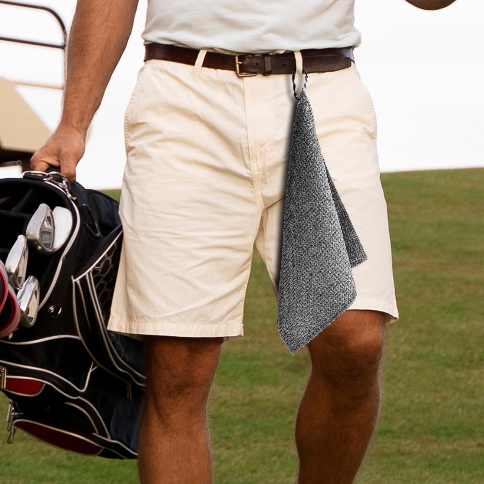 Giantree Asciugamano da golf in microfibra 30x30 cm con clip a moschettone 2 pezzi