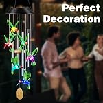 DesGully Chimes de vent,Cummingbird Solar Wind Chimes pour l'extérieur, Tubes d'aluminium Memorial Wind Bell pour Garden / Patio Decor cadeaux d'action de grâce pour maman, femme, Grand-mère Voisins(25 Tonalité profonde de pouce)