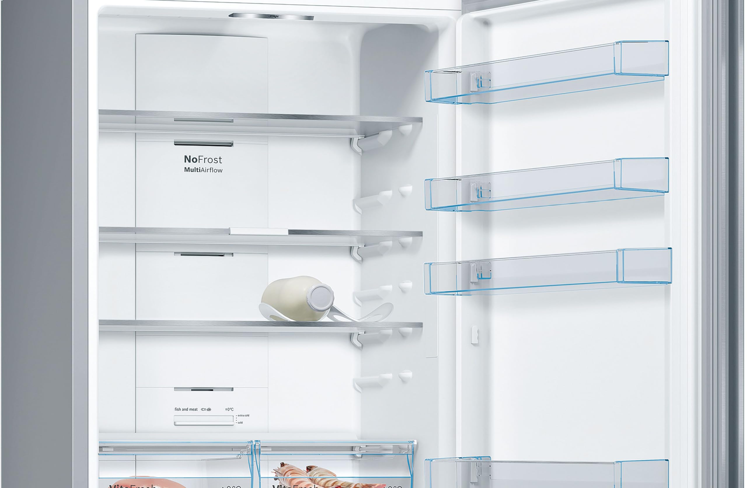 Bosch, Frigorífico combi, Serie 4, XXL, Total NoFrost, Inox, KGN493IDA | Gran capacidad para no quedarte sin espacio y tecnología que evita la escarcha.