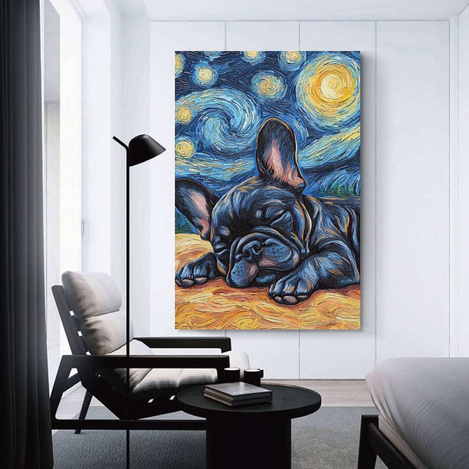 Junmoney Unframe-Style-22 French Bulldog Puppy Sleeping Hanging Wall Art, 08X12inch(20X30cm), For Bedroom Decor, Cosy Corners Or Studios, An Easy Wall Refresh For Bedrooms