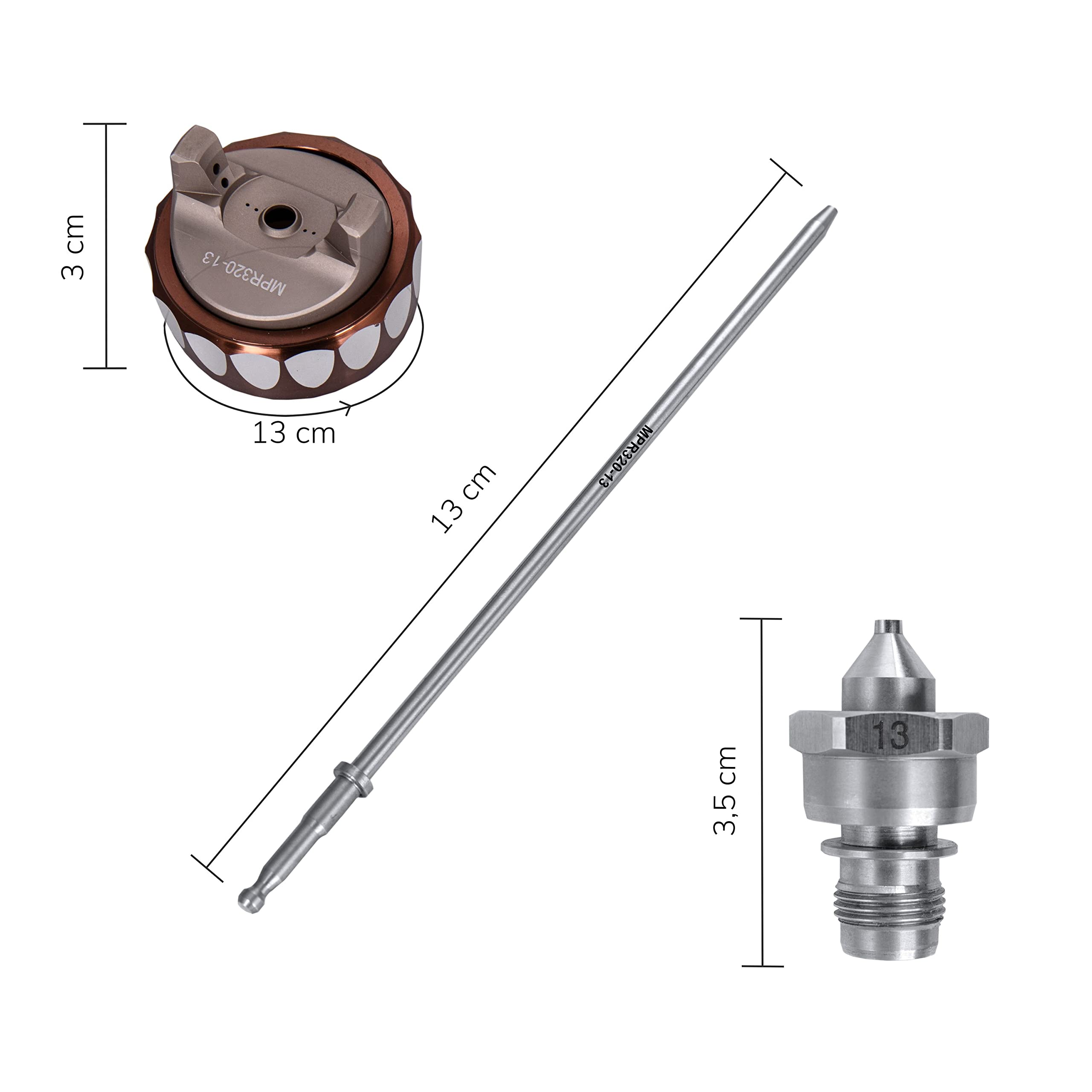 BenBow Ersatzdüse Reparaturset für Lackierpistole 1,3mm PK80 - erstklassige - Premium - Kompressor Spritzpistole Sprühpistole mit Becher für Auto-Lack - klarlack - decklack - Beste Lackerergebnis