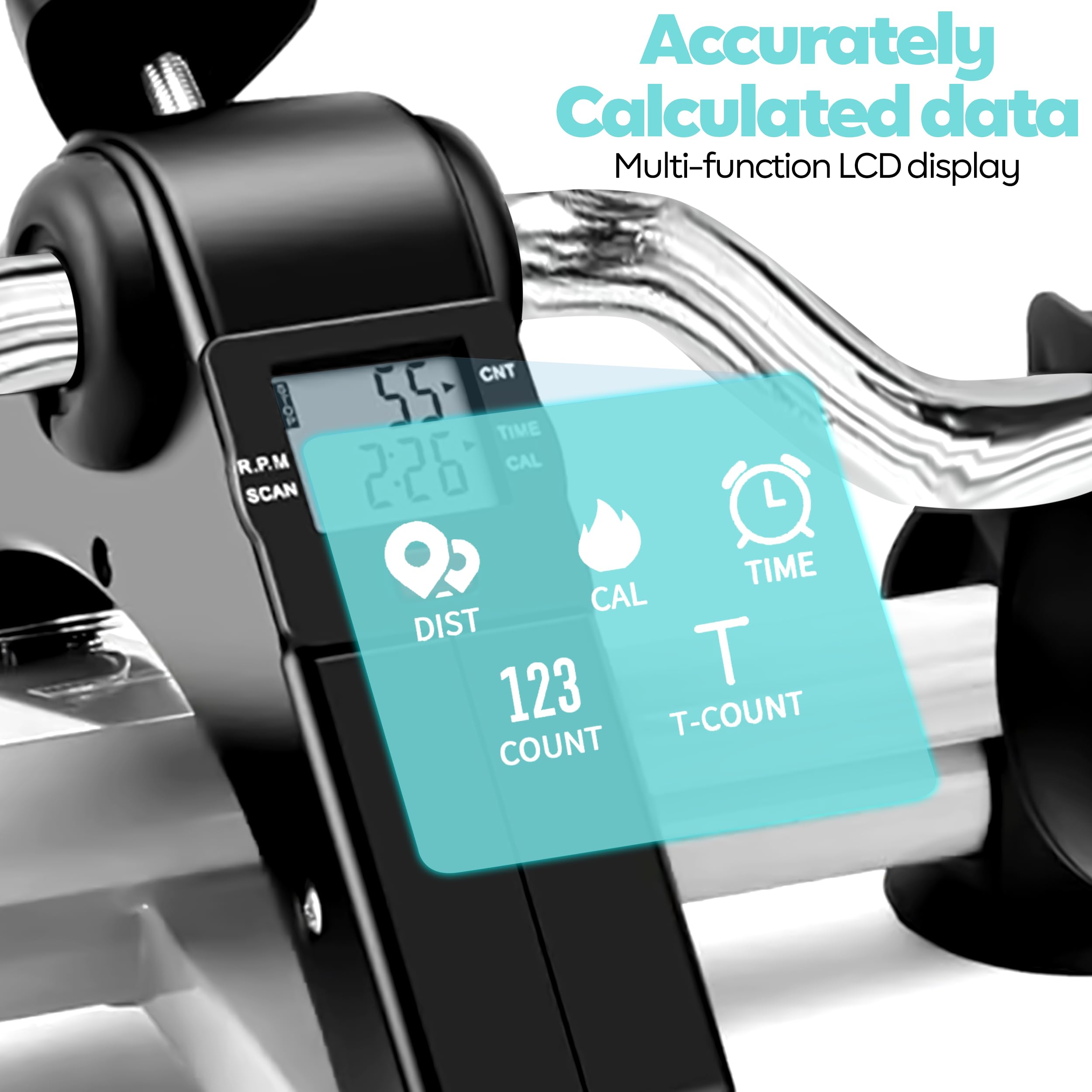 NK Pedali Statici Per Allenamento - Esercitatore Braccia E Gambe, Resistenza Regolabile, Display LCD - Foto 10