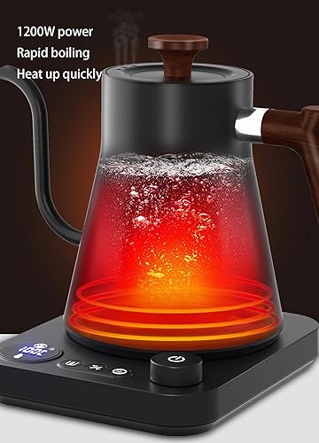 Miniatura 8 de Hervidores eléctricos, hervidor eléctrico de cuello de cisne, control de temperatura de 1 , interior de acero inoxidable, calentamiento rápido,