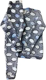 Pijama Soft Infantil Menino e Menina Inverno Calça e Blusa Fleece Tamanho 4 Nuvem Azul