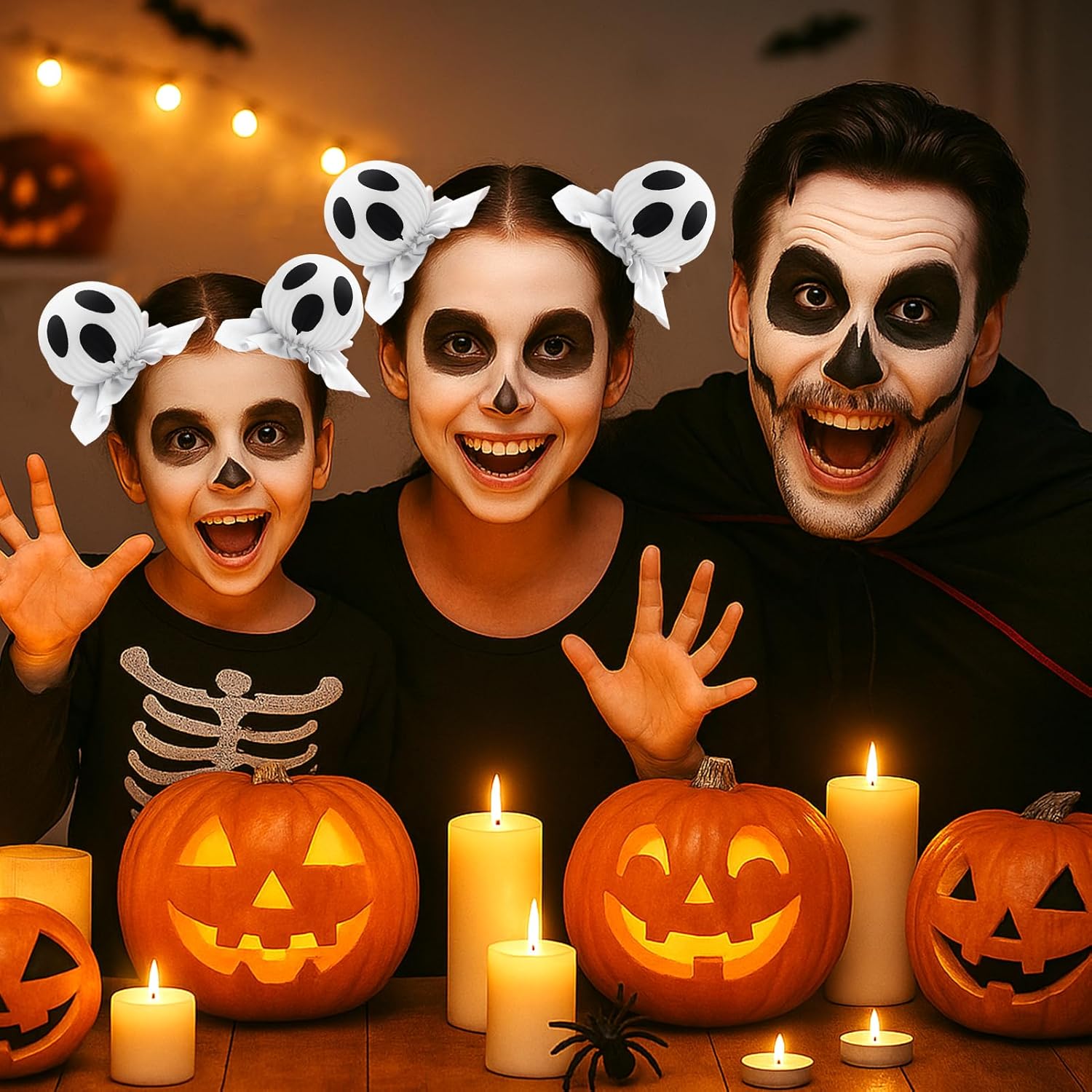 Halloween Hair Accessories, 2 Pcs Halloween Ghost Hair Clips Space Buns, Cute Spooky Hair Barrettes for Women Girls Trick-or-Treat Cosplay Costume Party Decoration Supplies - Image 2