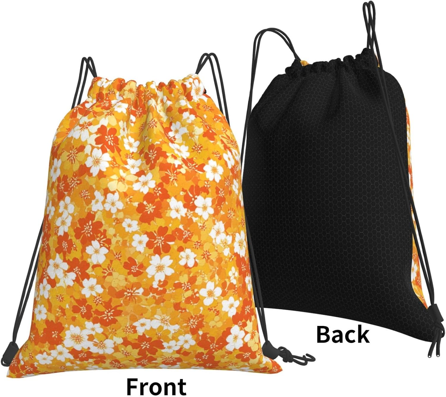 Drawstring Bags Yellow Tiny Flower Backpack Bag Travel Beach Sport Gym Sack String Yoga Bag image 2