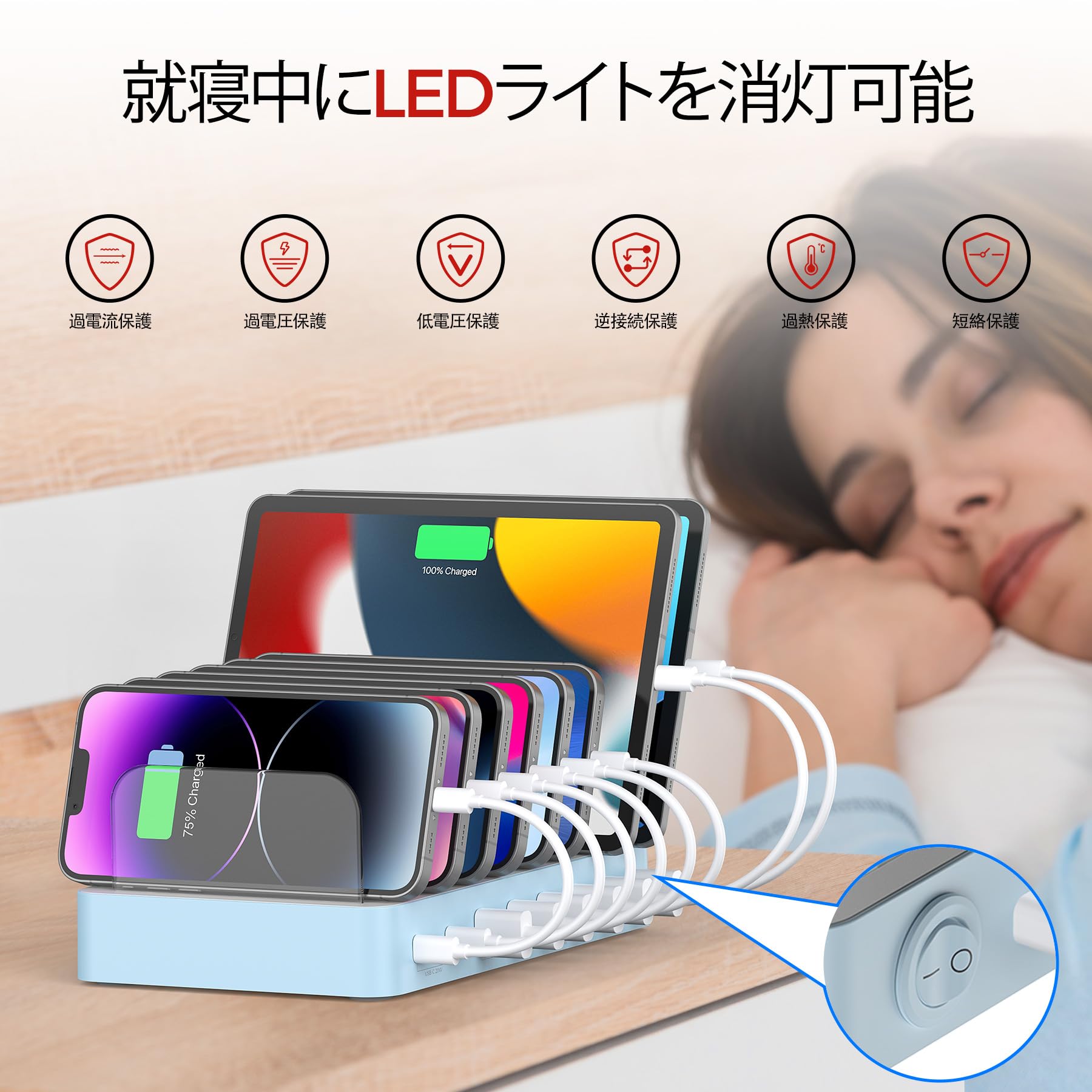 Amazon.co.jp: Unitek USB PD充電ステーション 8ポート PD20W*2+USB A 