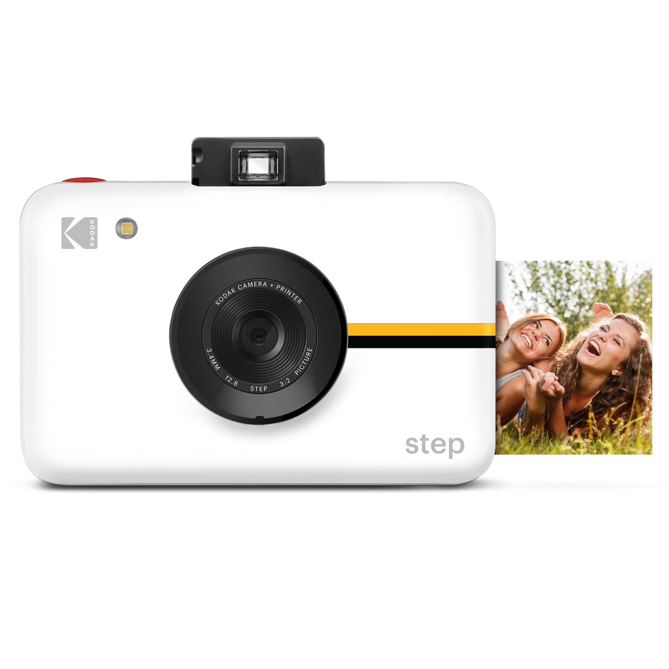 Kodak Step Instant Camera with 10MP Image Sensor, ZINK Zero Ink Technology, Classic Viewfinder, Built-in Flash &amp; 6 Picture Modes - White.