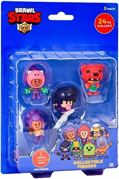 Brawl Stars P.M.I Collectible Figures - 5 Pack - Including 1 Rare Hidden Character S1 Random BRW2040