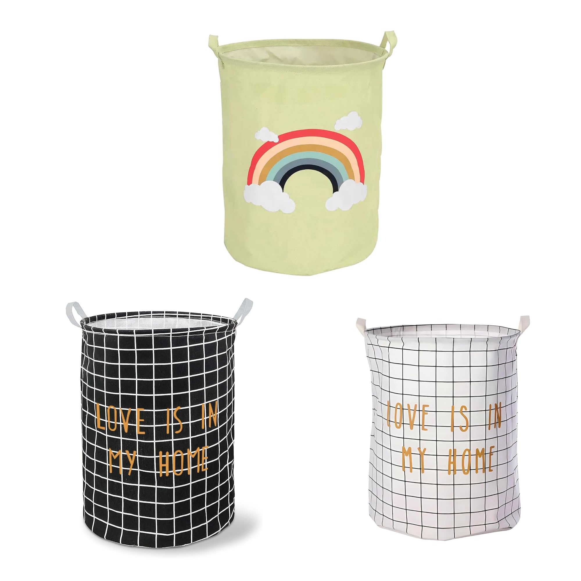 3 Pack Laundry Basket Foldable Laundry Basket Storage Sorter Drawstring Waterproof Closure for Dust-proof for Room Large Cotton and Linen Fabric.