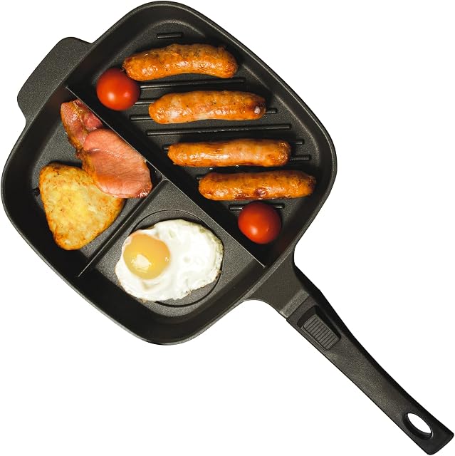 Jean-Patrique Lazy Pan Pancake Pan for Breakfast Egg Poacher Frying Pan with Multi Sections Griddle Non Stick Pans for Gas, Electric, Induction & Oven Egg Poaching Pan Lighter Than Cast Iron