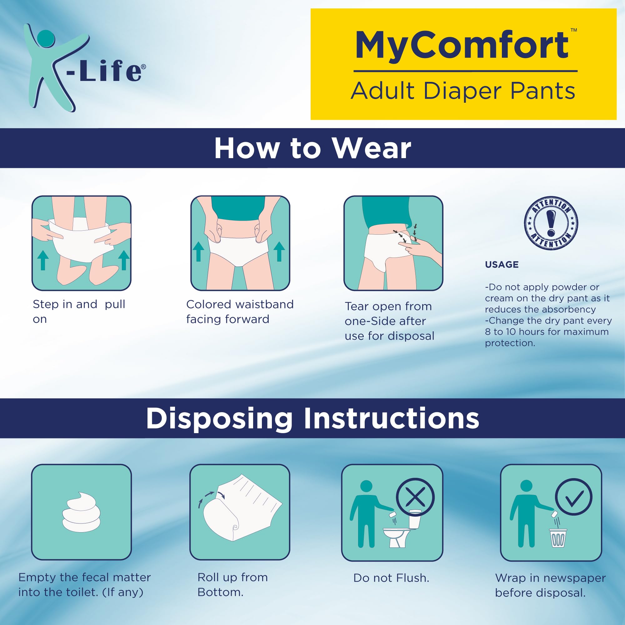 K-life Premium Adult Diapers | Pant Style | Large | Pack of 1 | 10 Count 1