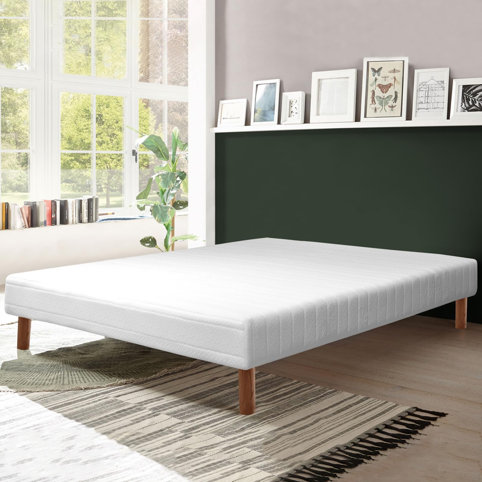 SAMPUR - Sommier tapissier Confort | Lattes Larges pour Un Soutien Optimal | Contour Tissu et Structure en Bois (180x200 cm)