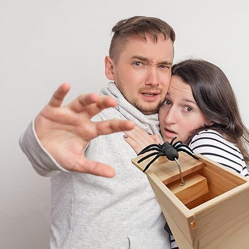 Miniatura 4 de ADBWIQUE - Divertida caja de broma de araña, hilarante caja de madera hecha a mano