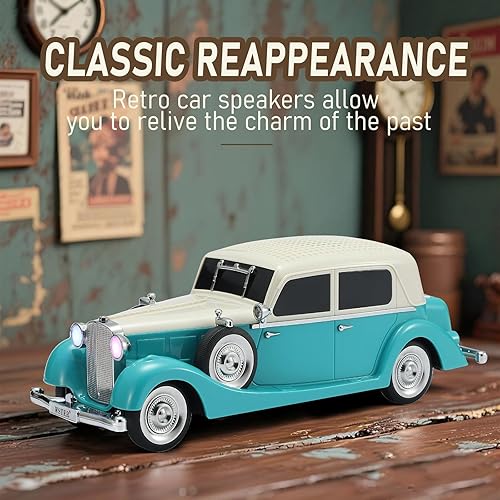 Miniatura 3 de WS-1934 Retro Classic Car Bluetooth Replica Altavoz  Sonido HD inalámbrico con radio FM, TWS estéreo, luces LED de fiesta, micrófono integrado