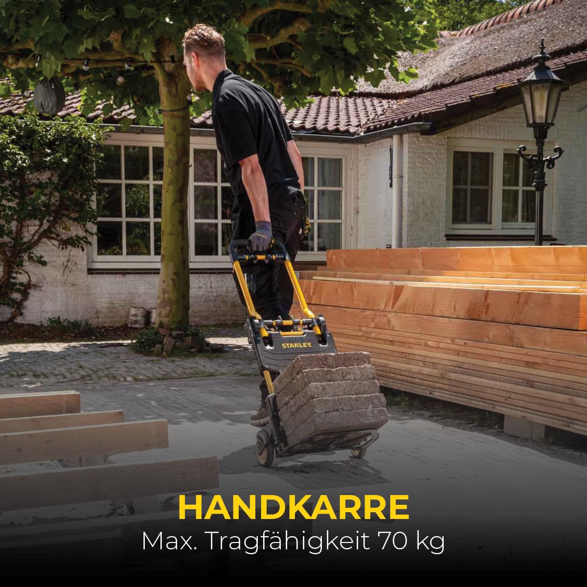 STANLEY 3-in-1 Faltbare Sackkarre, FT585, Gelb und Schwarz, Einheitsgröße