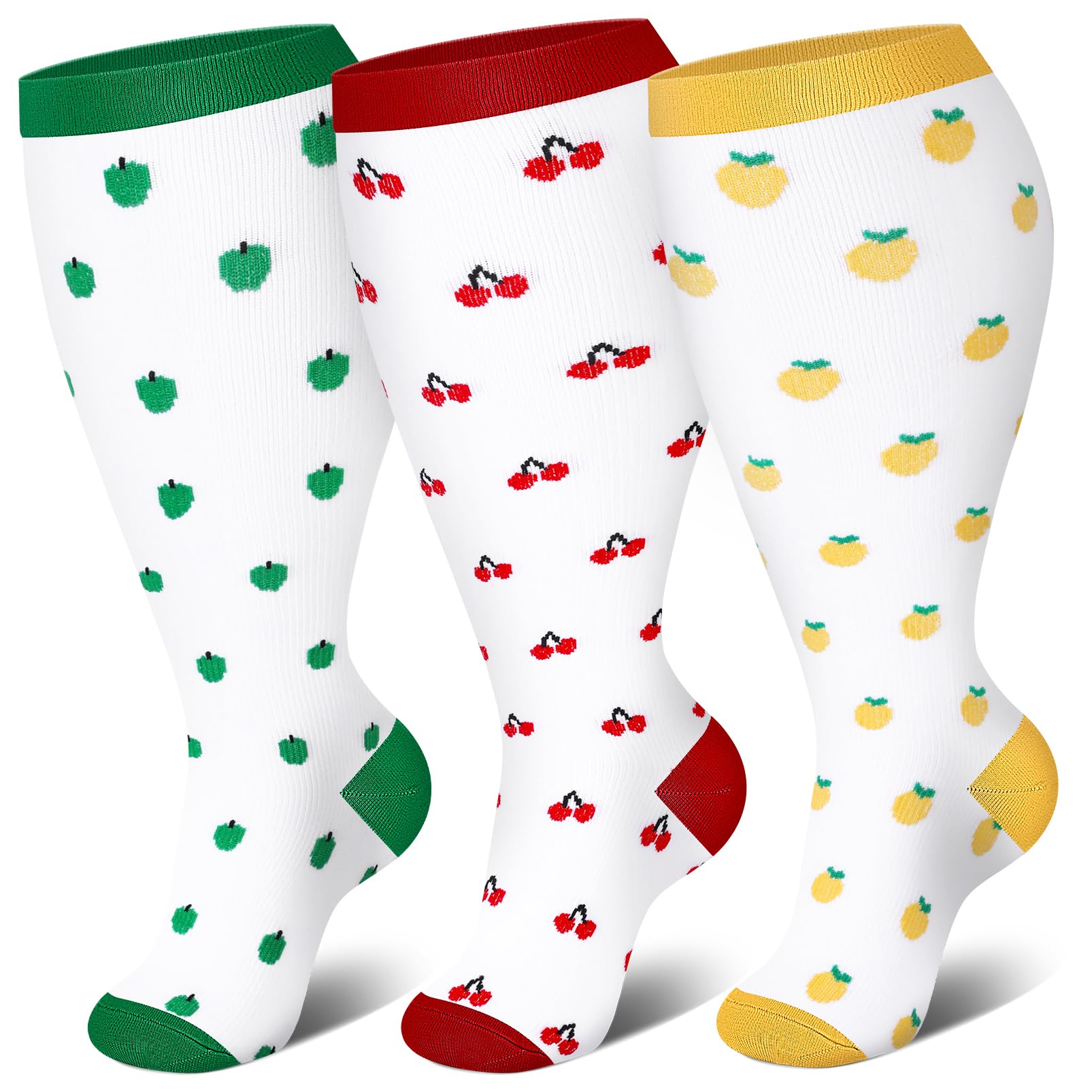 Genovega 3 Packs Wide Calf Compression Socks for Women Men Knee Hight S/M-4XL for Gifts