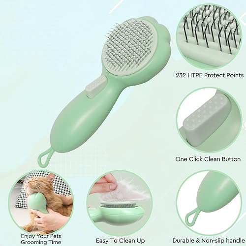 Miniatura 3 de GJEASE Cepillo de guante de aseo para gatos, cepillo para mascotas autolimpiante para mascotas de pelo corto y largo, cepillo de baño para perros