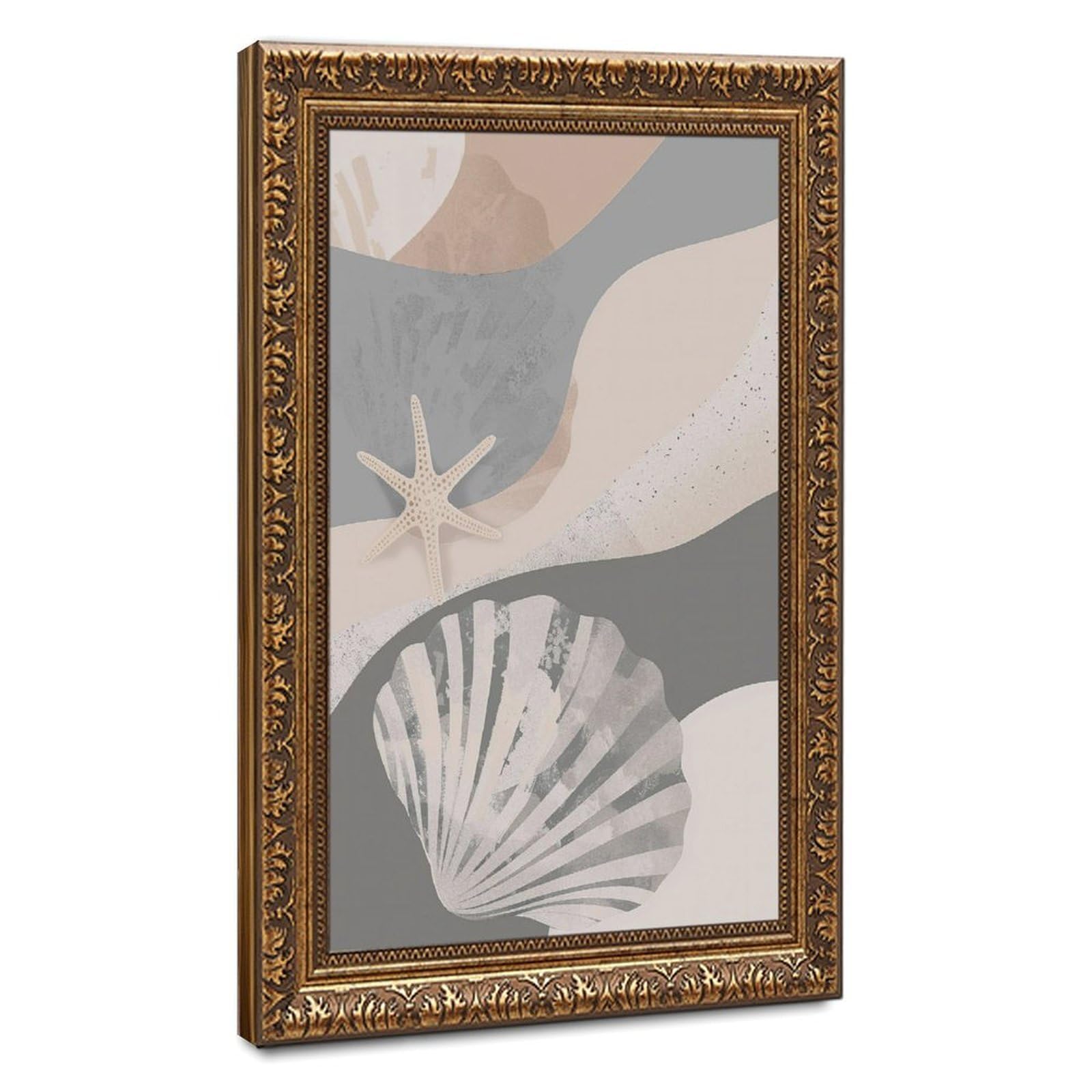 Bareronor Neutral Seashell Canvas Poster Bedroom Decor Landscape Office Room Decor Gift 24" L X 36" W