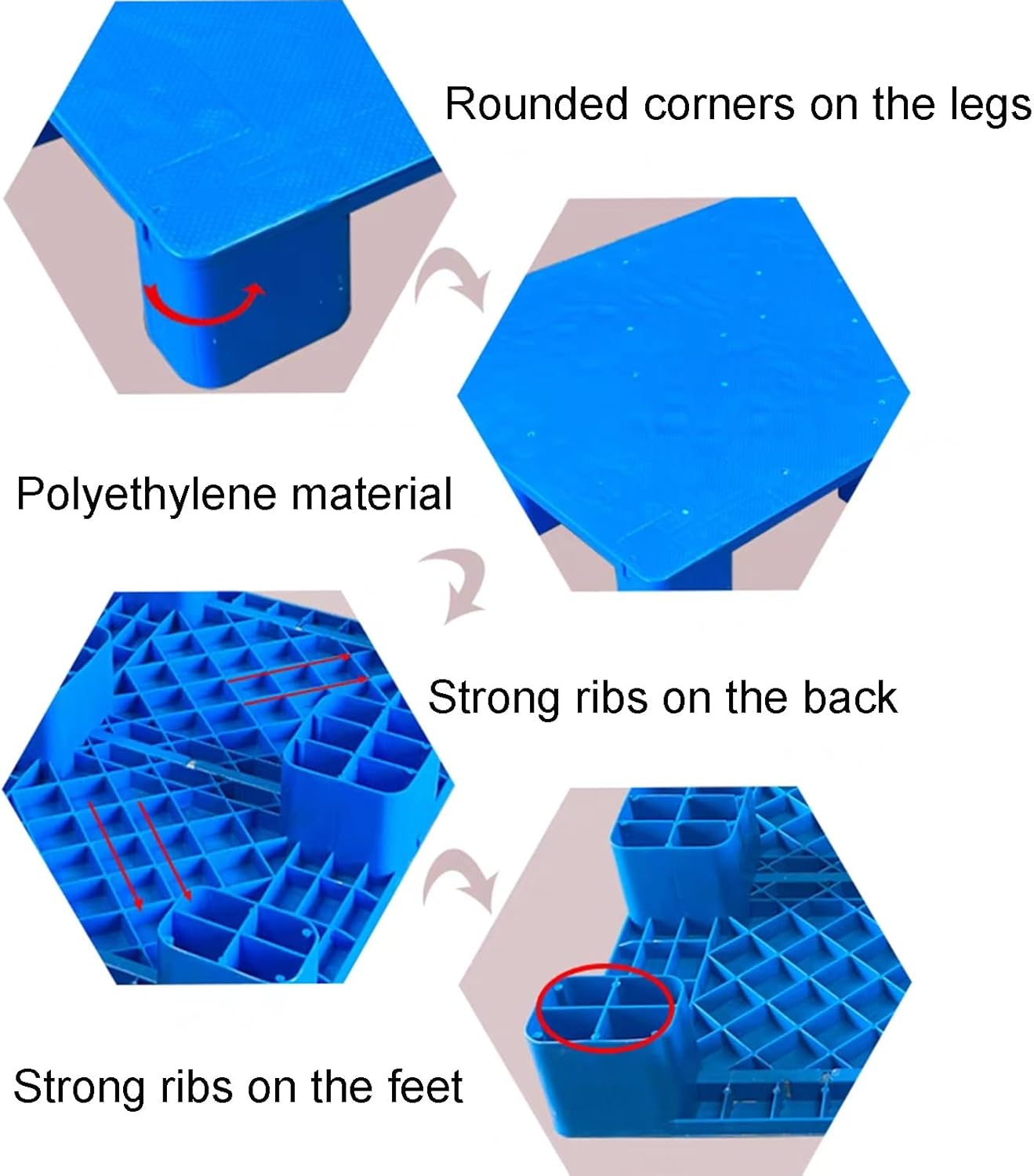 Plastic Pallets, Lightweight Warehouse Goods Board, Breathable Grid Ventilation for Indoor and Outdoor Use, Ideal for Garages and Basements
