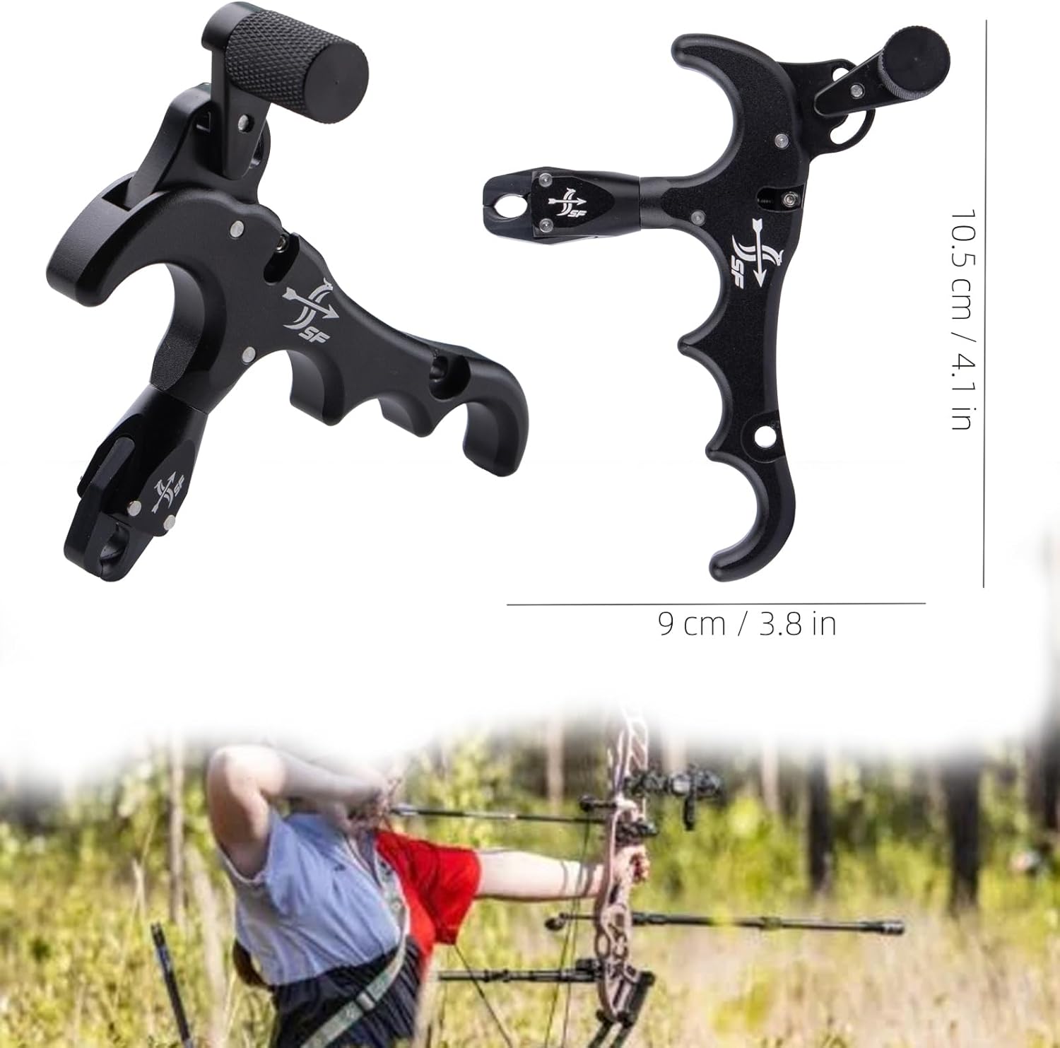 Bow Release for Compound Bow, 4-Finger Archery Release Trigger, 360° Rotatable Thumb Release Aid