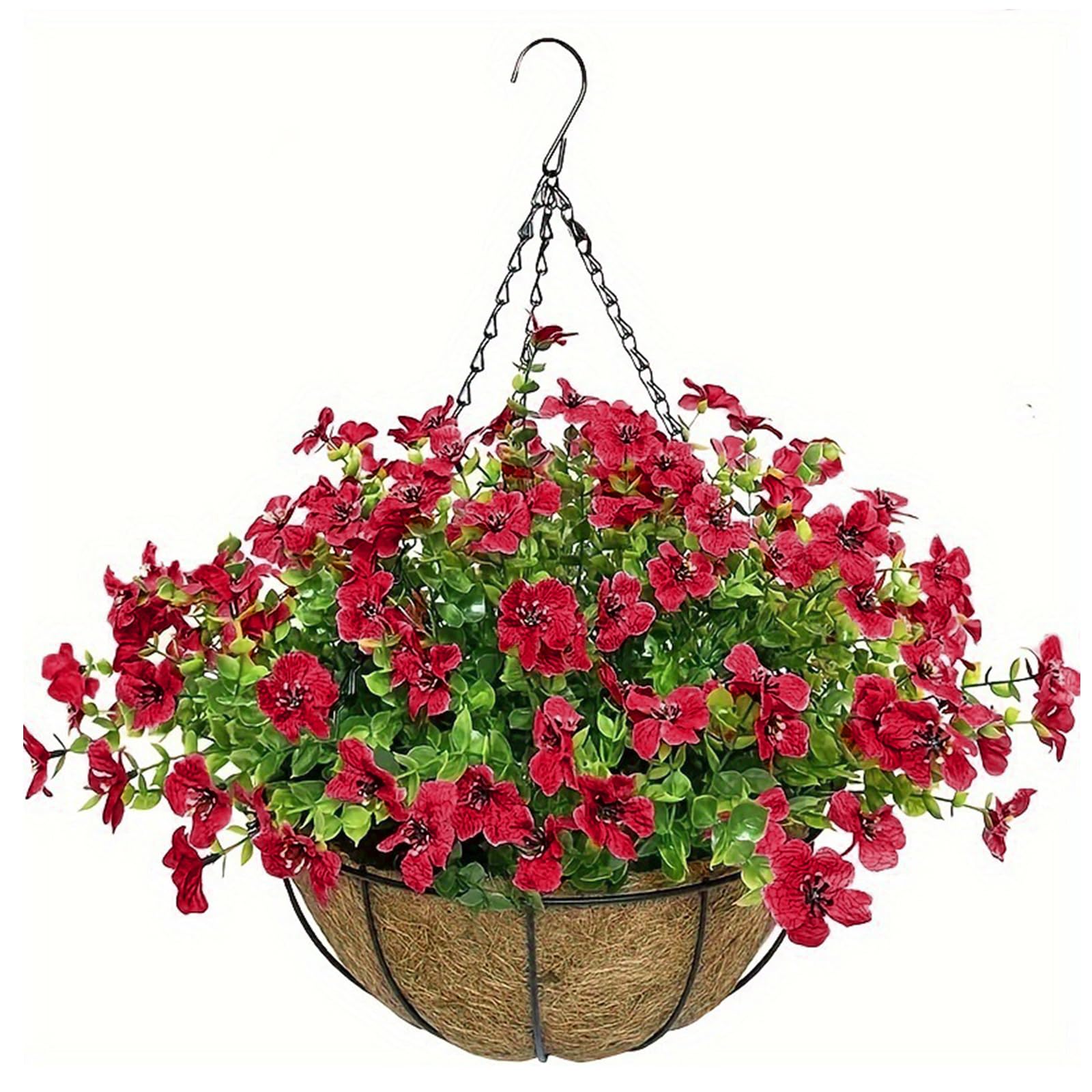 Buxuaaaa Hanging Plant in Basket for Outdoor Indoor Patios Courtyards Garden Artificial Flower Basket