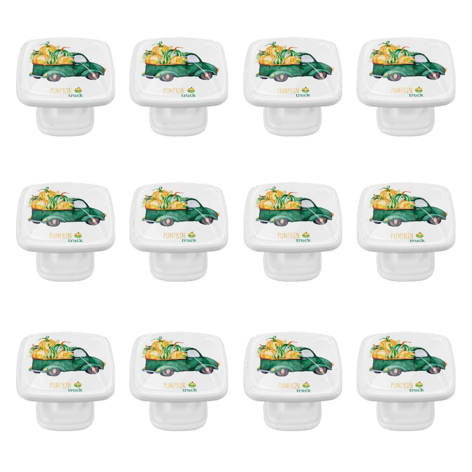 Boutons de tiroir en verre Thanksgiving lot de 12 poignées camion citrouille d'automne