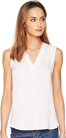 Vince Camuto Womens Sleeveless V-Neck Rumple Blouse