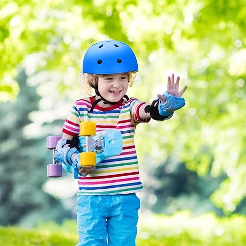 Miniatura 5 de Juego de casco de bicicleta para niños con rodilleras, coderas, muñequeras, casco ajustable para niños pequeños y jóvenes, 3 a 14 años, equipo de