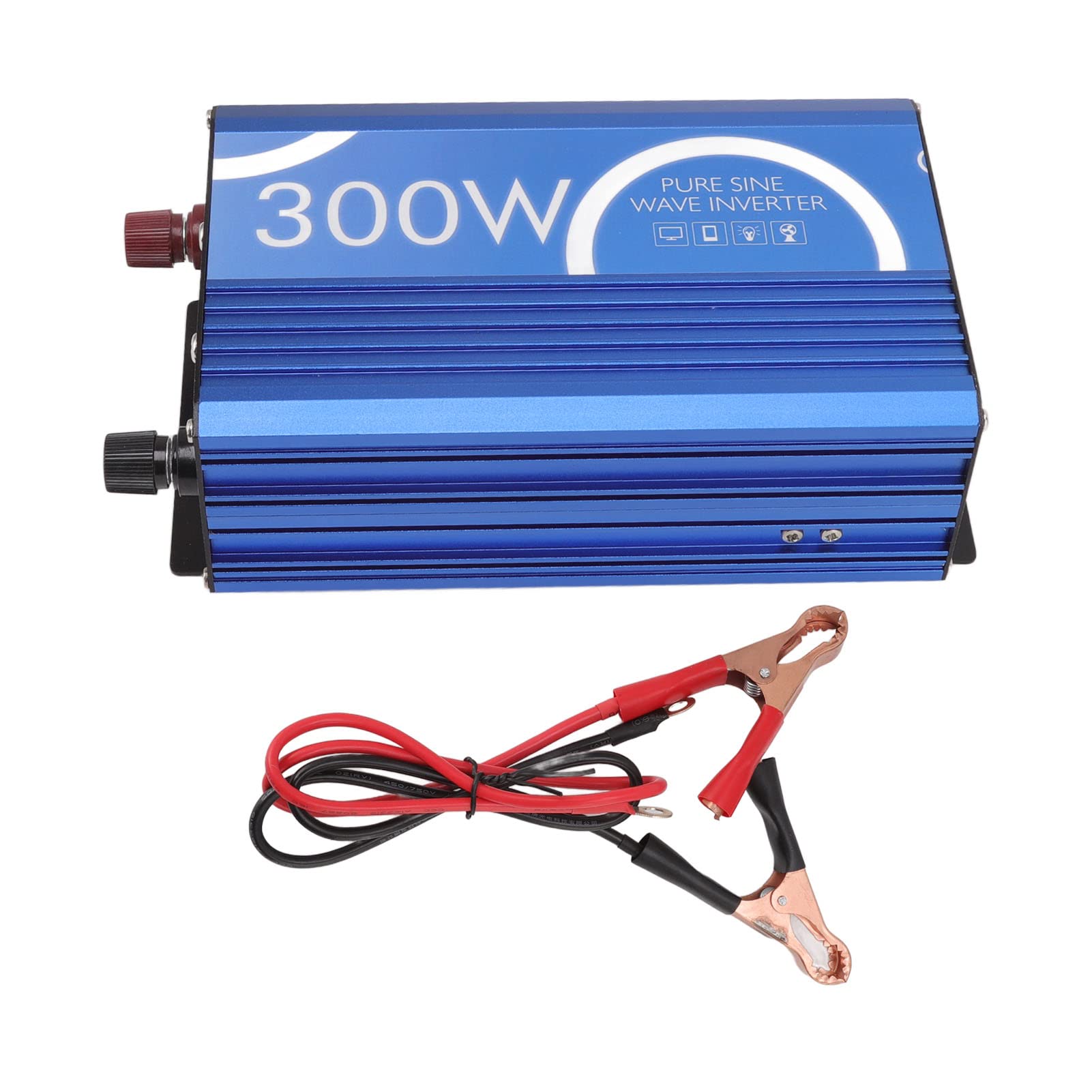 Inverter di Potenza a Onda Sinusoidale Pura da 300 W Controllo Intelligente Durevole per Elettrodomestici Veicoli Alluminio 8,9x4,6x2,8 Pollici