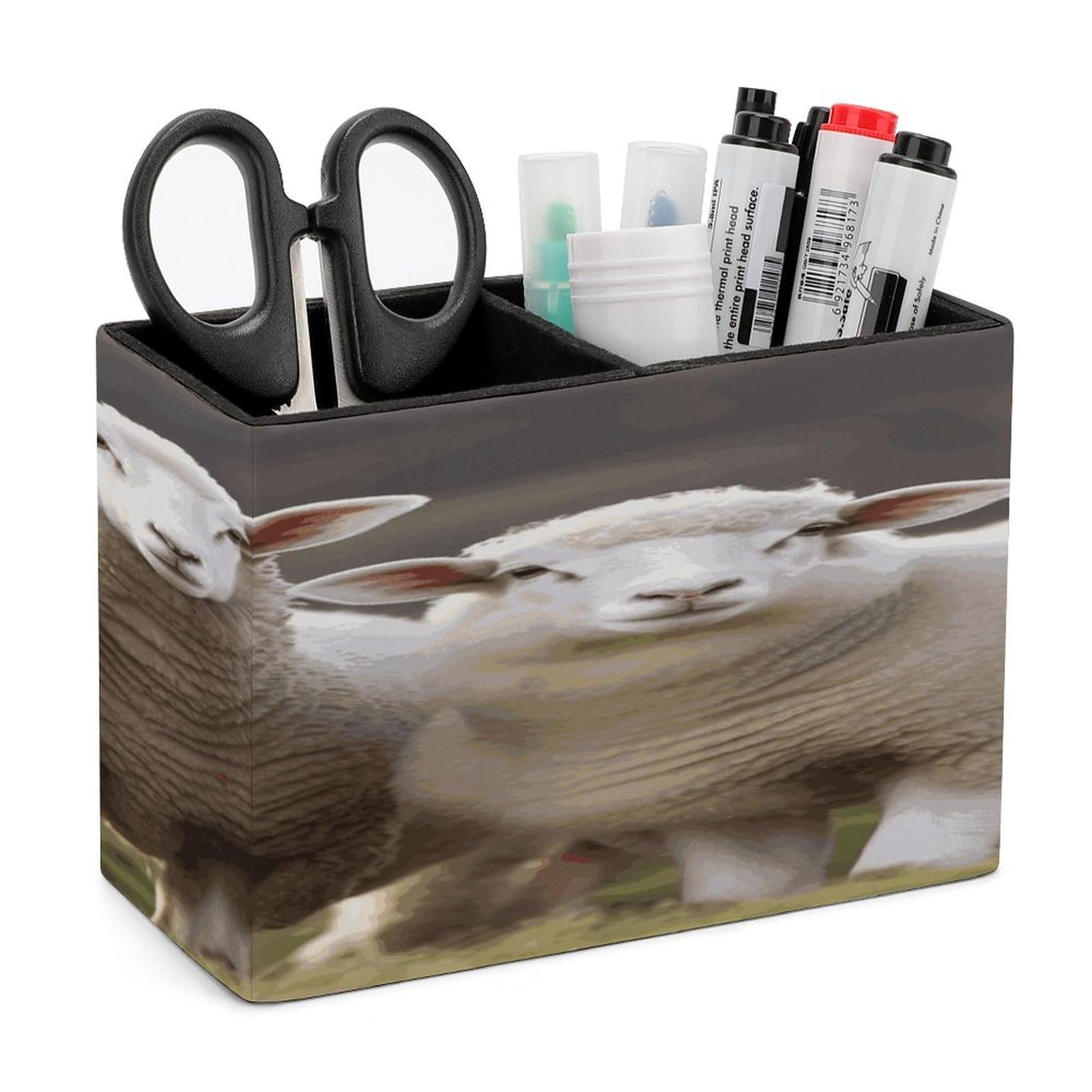 Porte-stylos en cuir motif agneau un cadeau original pour l'étude et le bureau