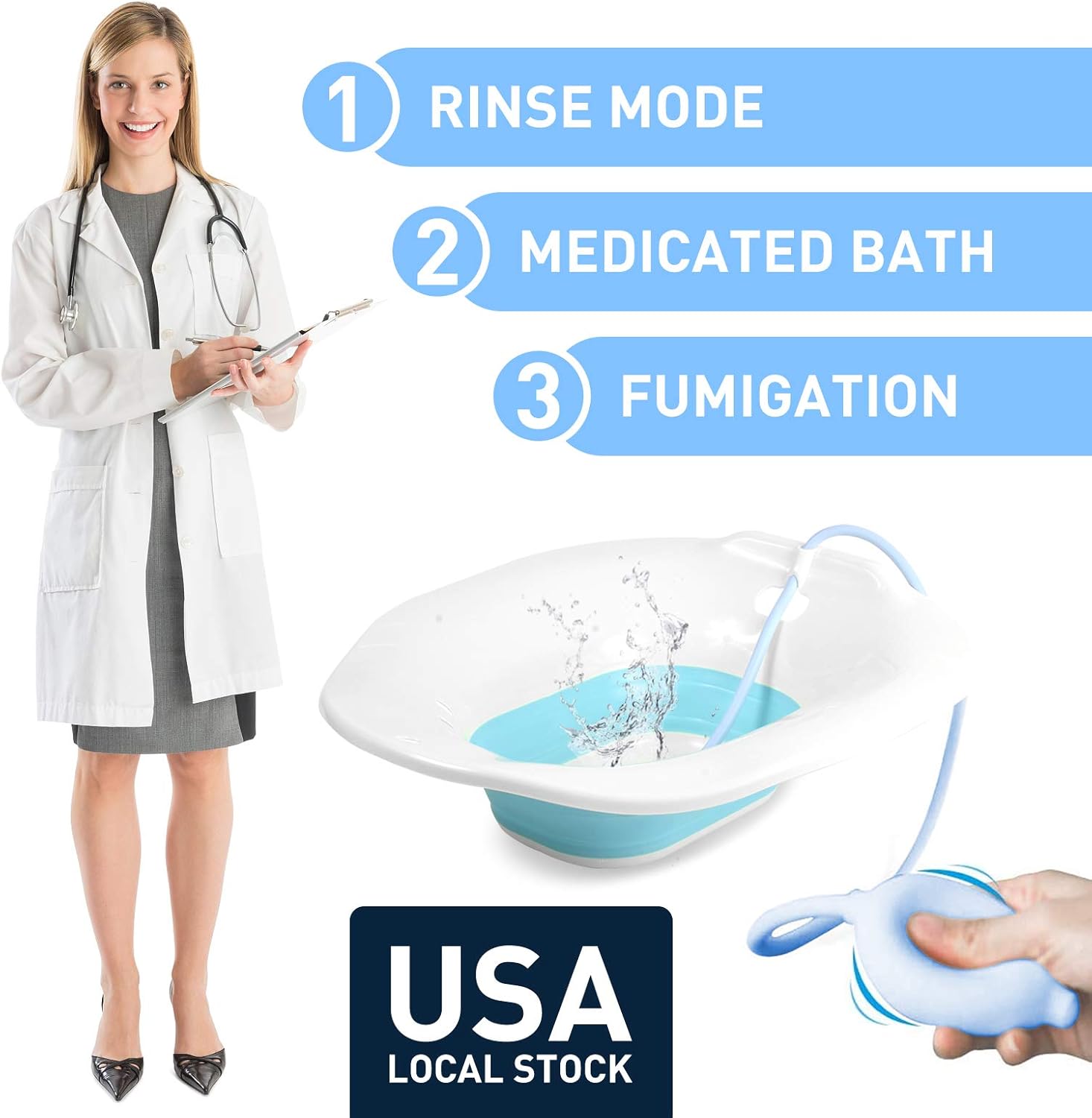 Sitz Bath for Toilet Seat with Flusher Foldable Anal Postoperative Care Basin Organic Soak & Steam for Postpartum Perineal Soothing & Relieve Hemorrhoids Inflammation Alleviate Swelling of Vagina Aid : Health & Household