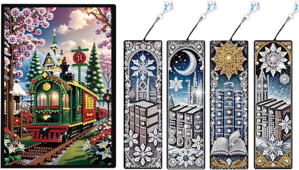 Diamond Art Kits for Adults Teens, Diamond Painting Journals Notebooks with 4 Bookmarks, DIY Crafts Kit for Adult Women, Birthday Christmas Winter Gifts for Girls and Boys