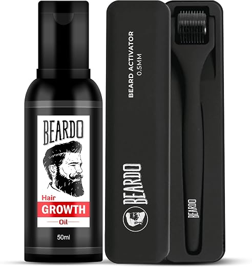 Beardo Beard Growth Duo | Beard &amp; Hair Growth Oil 50ml &amp; Beard Activator | Promotes Thicker, Longer &amp; Fuller Beard Growth...