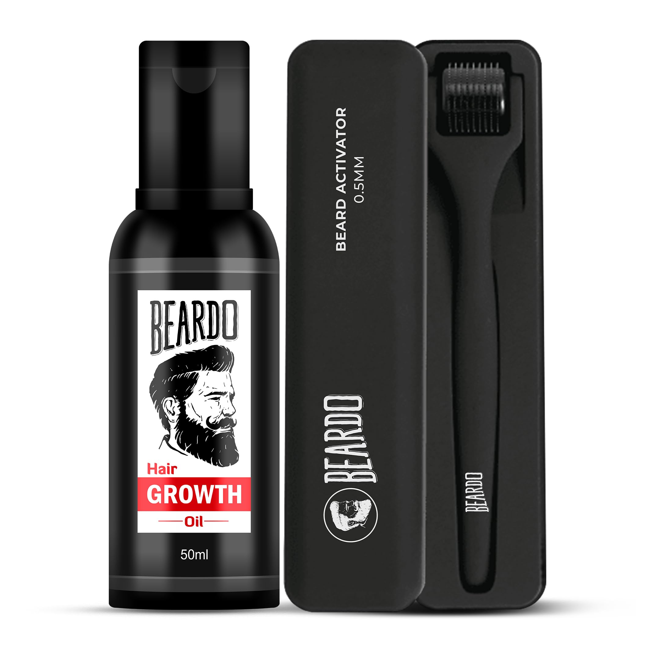 Beardo Beard Booster Combo | Beard Activator Advance Derma Roller for Men with 540 Chromium needles 0.5 mm | Beard and Hair Growth Oil - 50 ml for faster beard growth and thicker looking beard