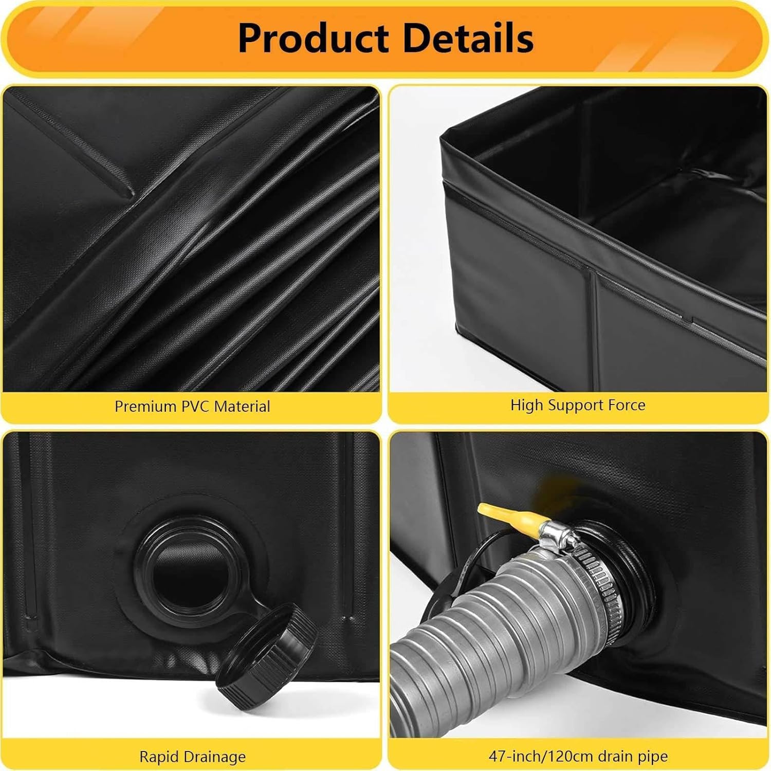 Outdoor Shower Pan, with Drain Hose Small Shower Pan, Portable Rv Shower Enclosure for Camping Beach Outdoor Shower