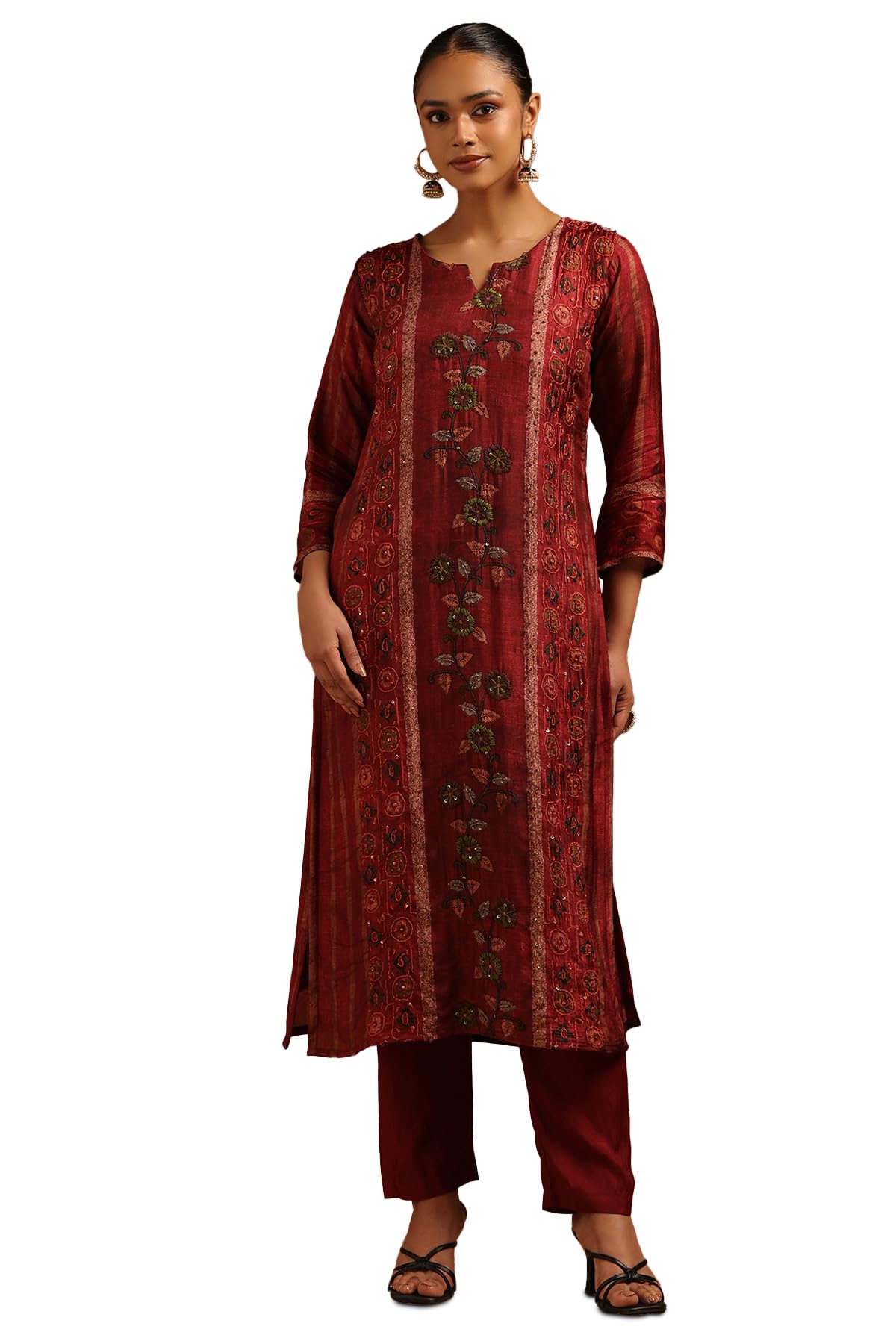 soch Womens Russian Silk Botanical Kurta Set With Hand Embroidery-picture-55