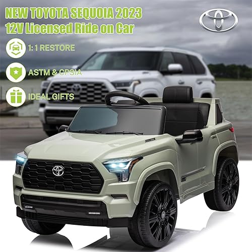 Miniatura 2 de Seizeen Toyota Sequoia - Auto para niños con licencia de 12 V, juguete con control remoto para padres, vehículo eléctrico de 45 W 2WD con luz LED, 3