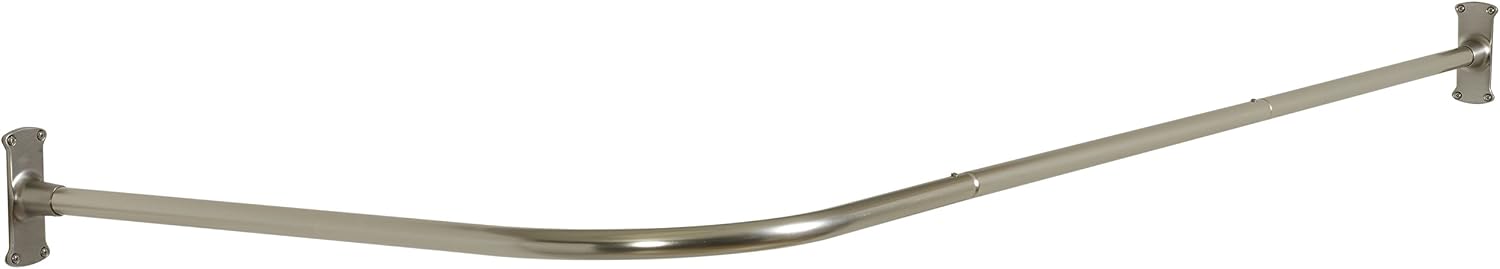 Zenna Home NeverRust Aluminum Rustproof Corner L Shaped Shower Rod, 68" x 28", Satin Nickel
