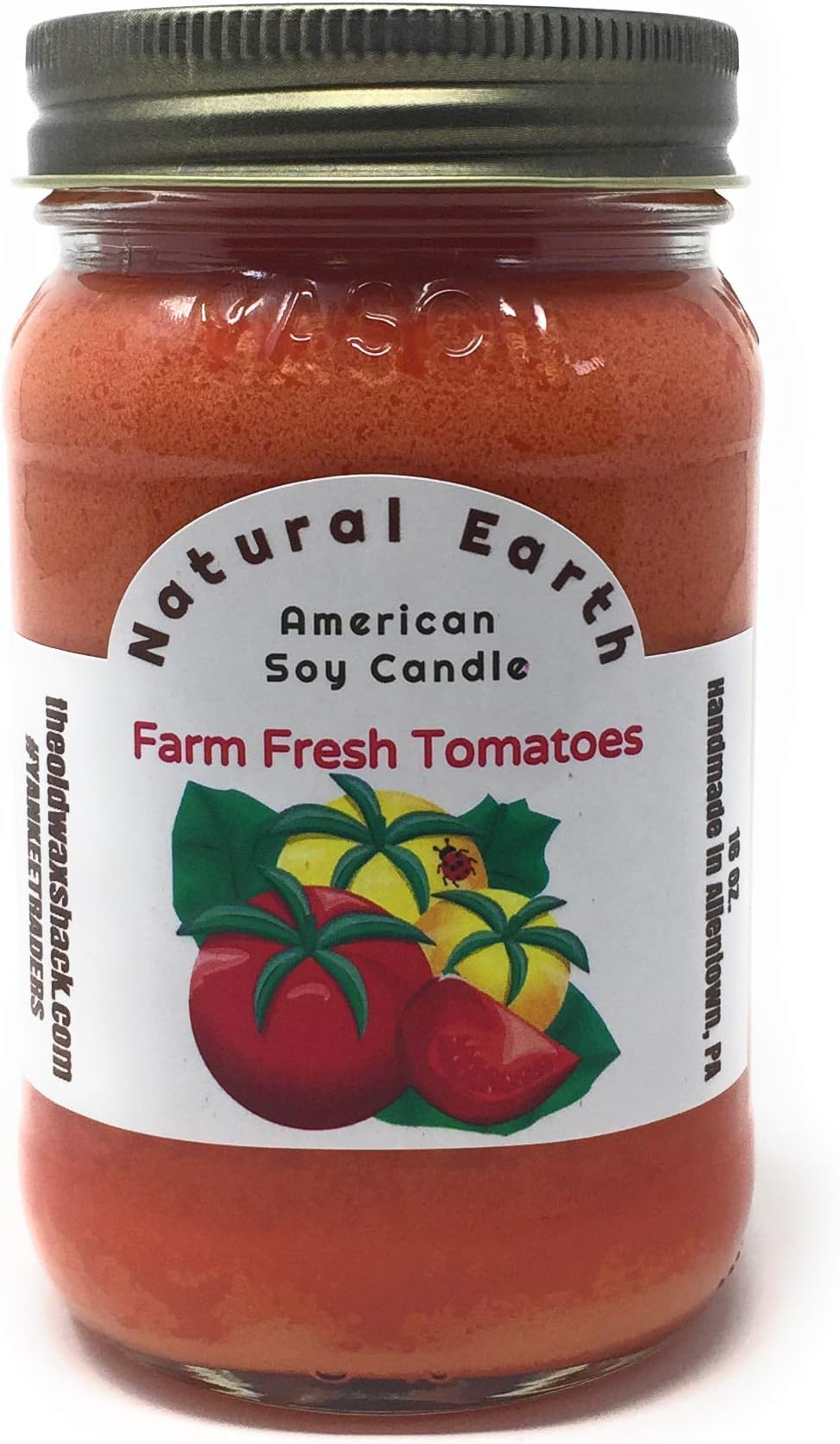 YANKEETRADERS Farm Fresh Tomatoes - Soy Candle - 16 Oz. Mason Jar