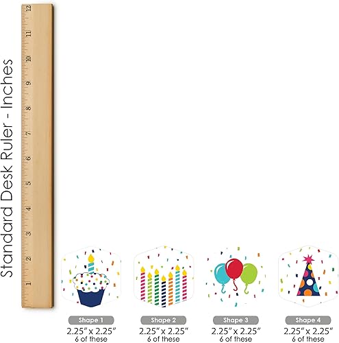 Miniatura 7 de Big Dot of Happiness Alegre feliz cumpleaños - Colorida búsqueda del tesoro para fiesta de cumpleaños - 1 soporte y 48 piezas de juego - Juego de