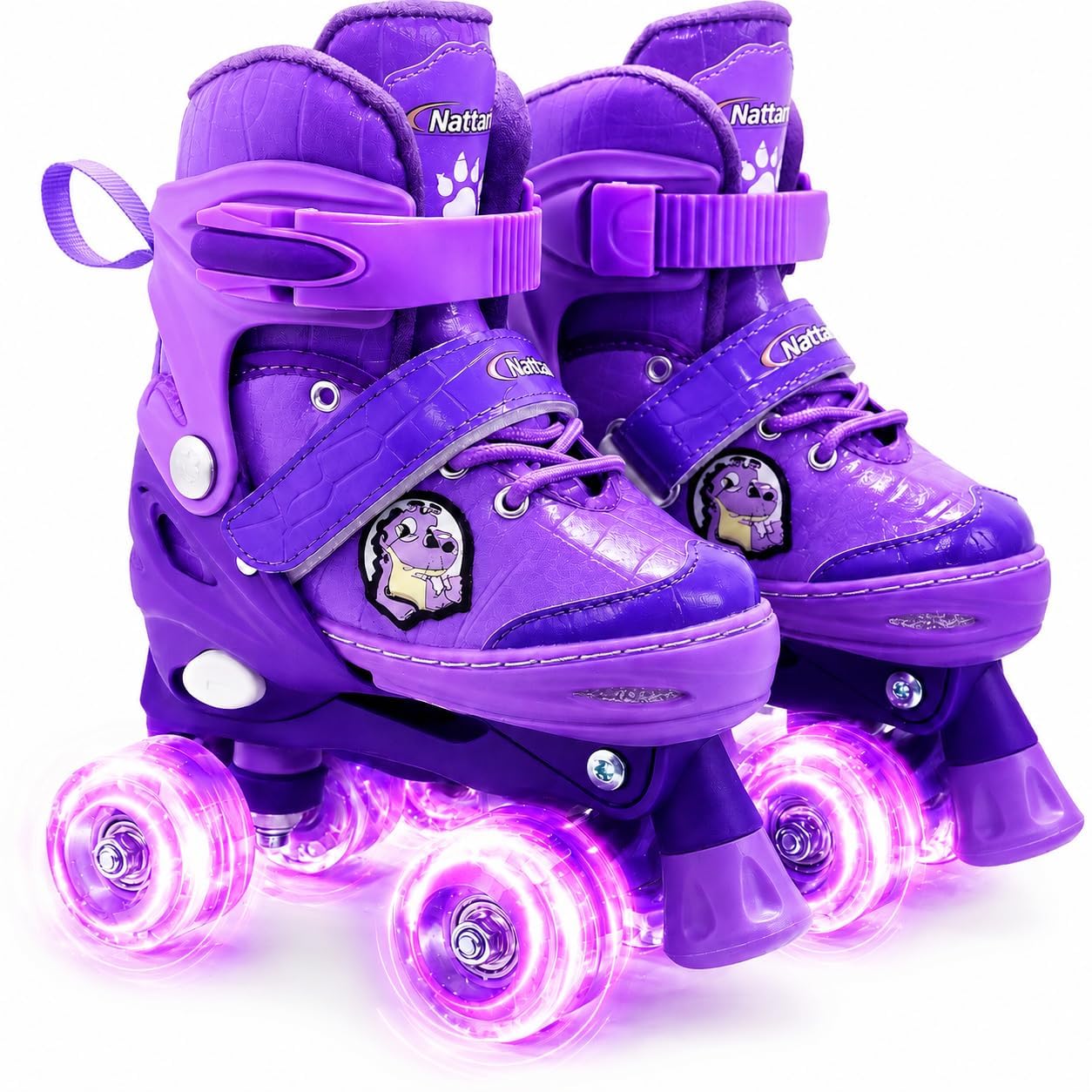 Nattork Kids Roller Skates for Kids Boys Girls, 4 Sizes Adjustable Quad Skates with All Light up Wheels - Birthday Gift for Outdoor Indoor Sports