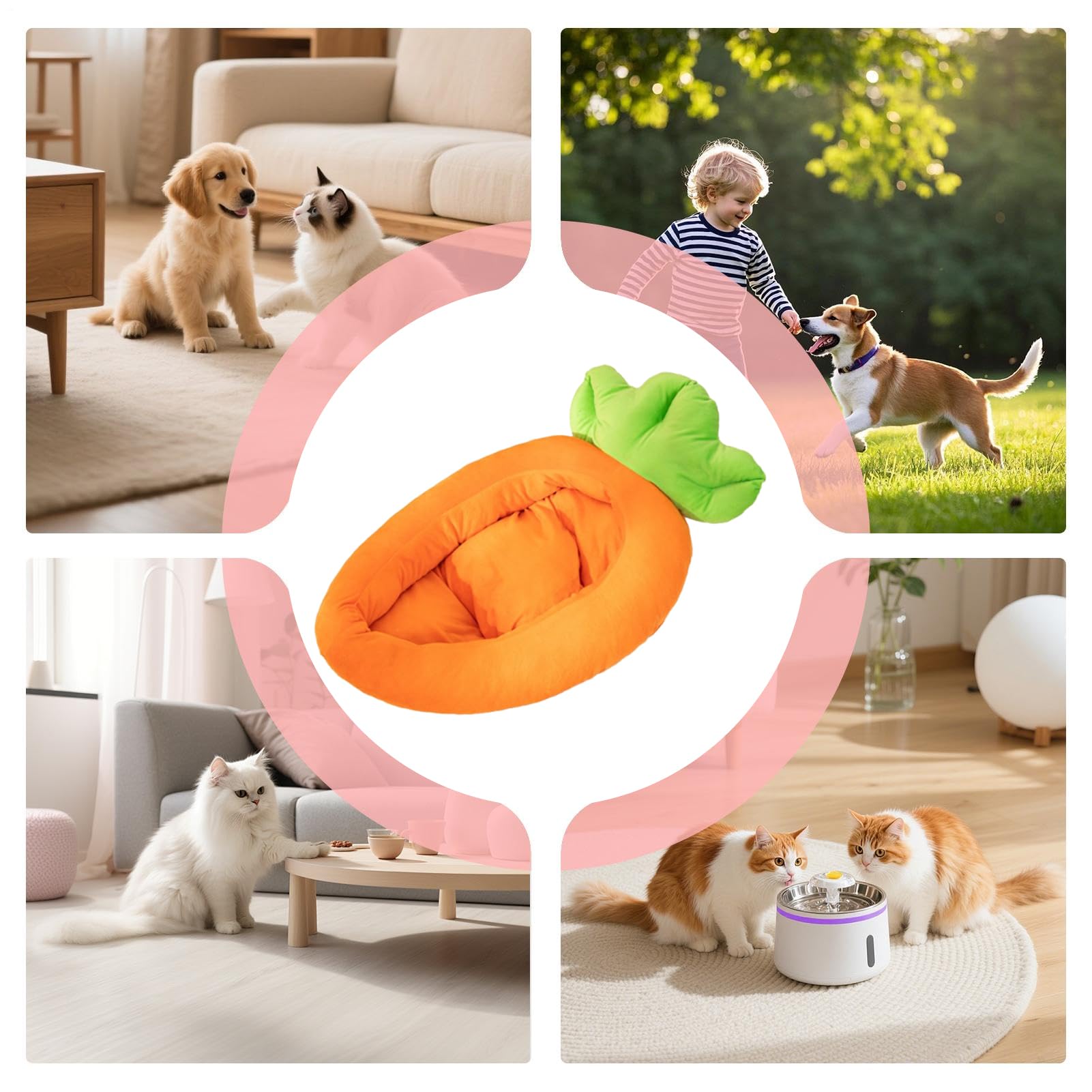 Kleines Katzenbett, warme Möhre, waschbar, für Haustiere, waschbar, für den Winter, mit weicher Polsterung, für Welpen, Kätzchen, Kaninchen, Innenschlafzimmer, Wohnzimmer, Balkon, Apar