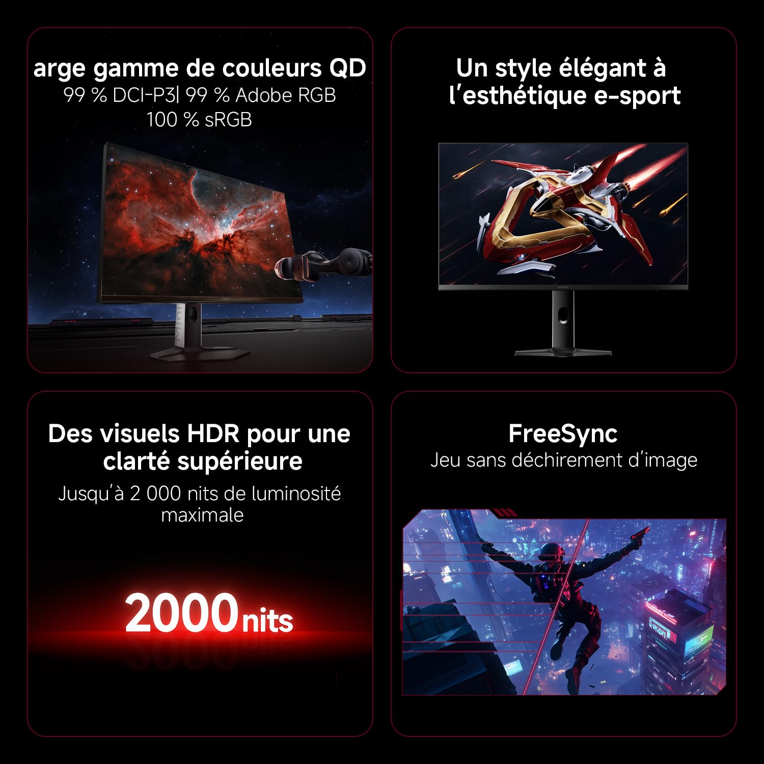 XIAOMI 2K Mini-LED Écran PC Gaming 27 Pouces,180Hz,1152 Zones, P27QDA-RGPGL