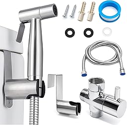 Kit De Pulverizador De Bidé De Mano De Acero Inoxidable Ajustable Para Inodoro, Ducha Shattaf, Ducha Musulmana Con Chorro De Agua Y Manguera De 1,5 M, Adaptador En T Para Inodoro, Limpieza De BañO