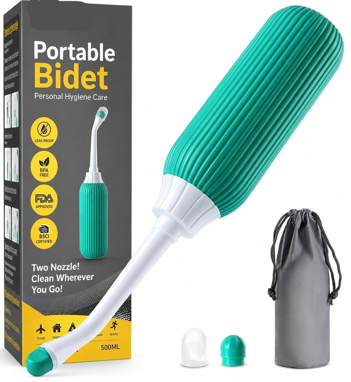 Portable Peri Bottle & Travel Bidet – 500ml Personal Hygiene Spray Bottle with Angled Nozzle, Leakproof BPA Free Design for Women, Men & Maternity Care Portable Peri Bottle & Travel Bidet – 500ml Personal Hygiene Spray Bottle with Angled Nozzle, Leakproof BPA Free Design for Women, Men & Maternity Care