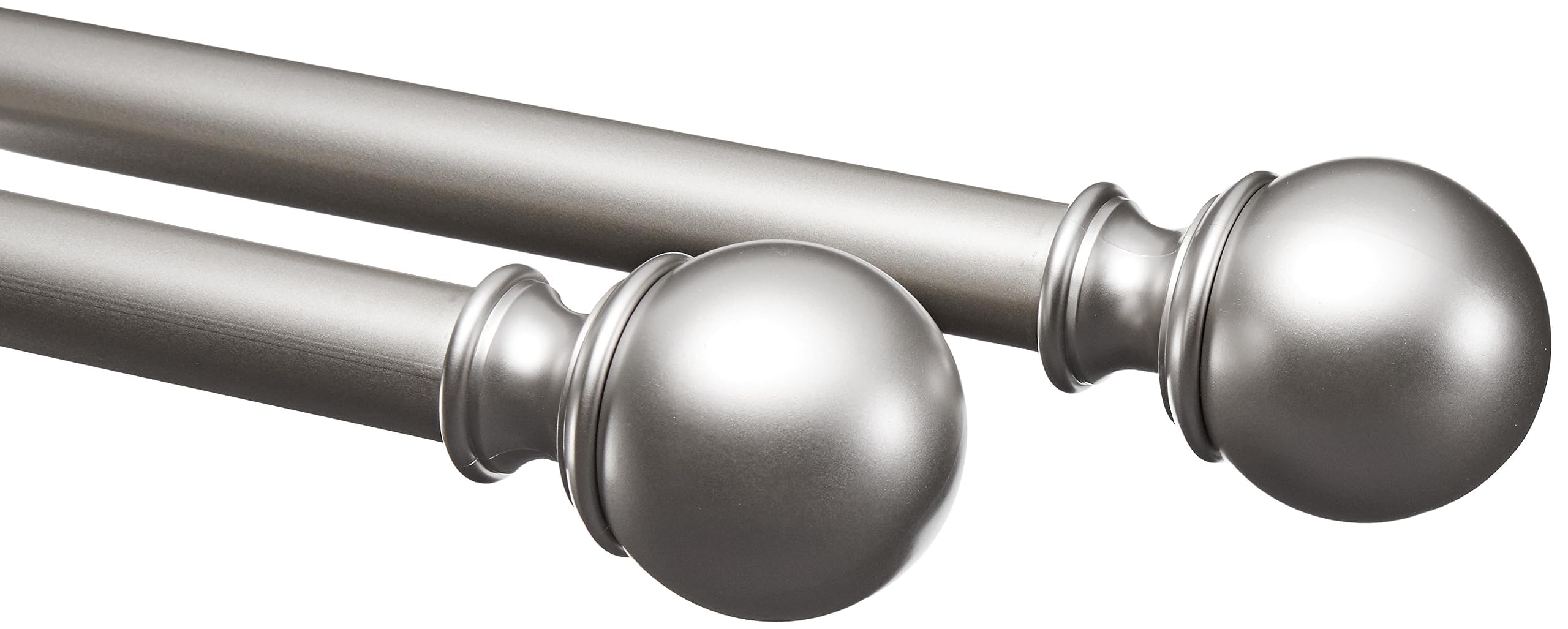 Amazon Basics Ausziehbare Gardinenstange mit Kugelendstücken, 19 mm Durchmesser, 183 bis 366 cm, Nickel