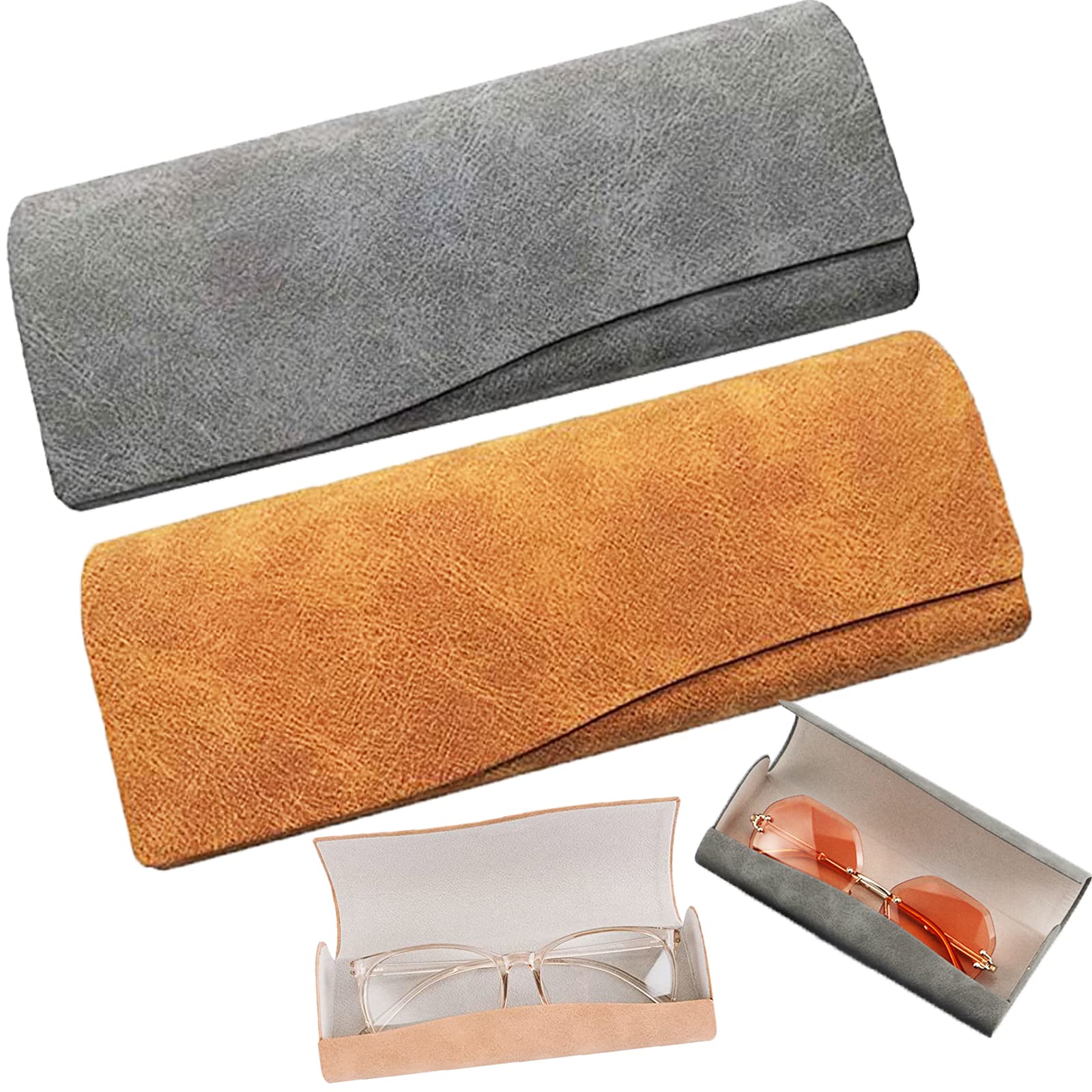 TBOC Custodia Pieghevole Occhiali da Sole - Astuccio [Bianco a Righe] Rigido [Triangolare] [Chiusura Magnetica] Fodera Interna Porta Lenti Vista Lettura Lavoro Auto Design Grande Uomo Donna Bambini