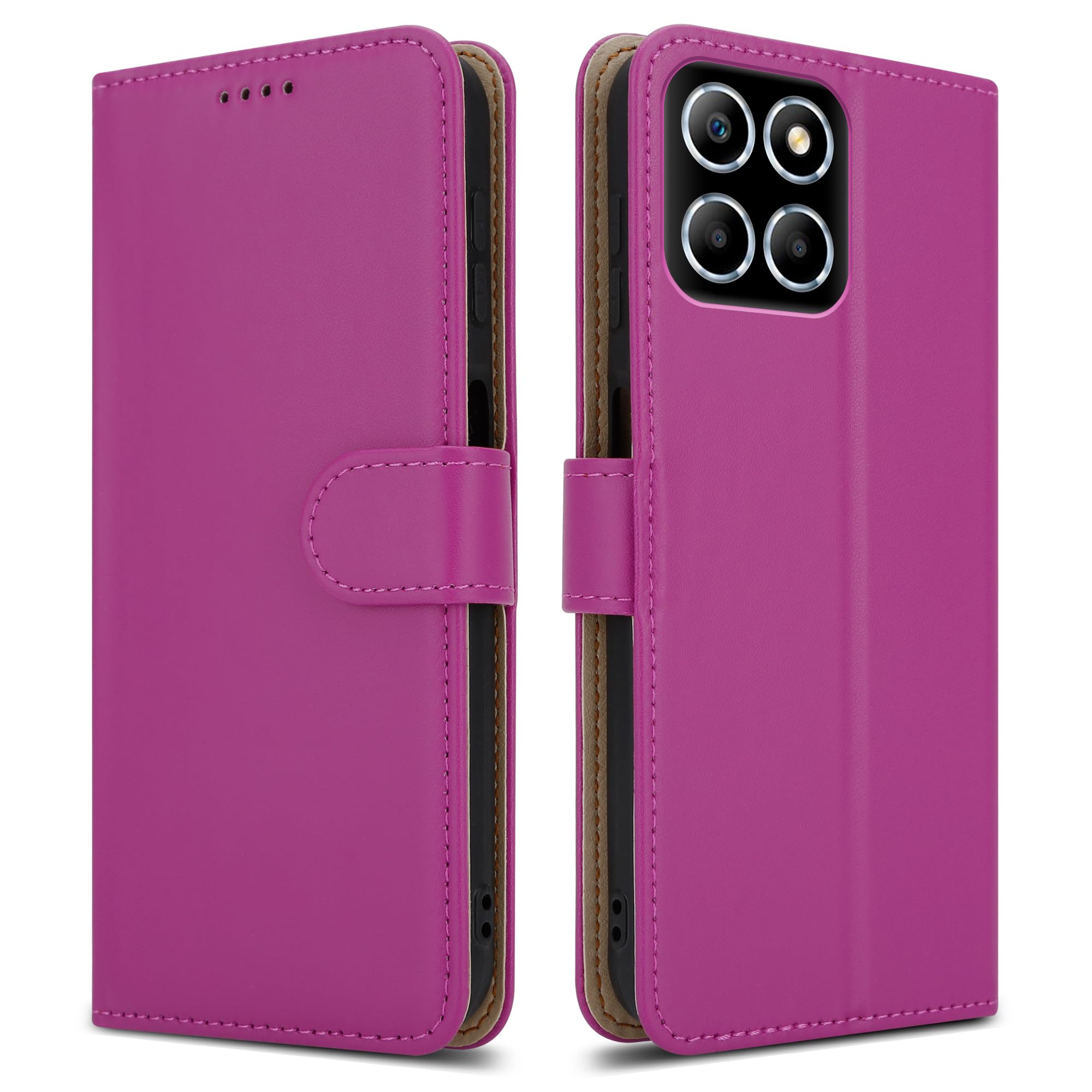 For Honor X6A Leather Phone Case, Magnetic Closure Full Protection Book Folio Design, Wallet Case Cover [Card Slots] and [Kickstand] For Honor X6A - Pink